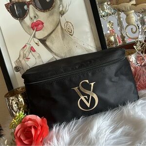 Victoria’s Secret black lingerie bag with gold logo